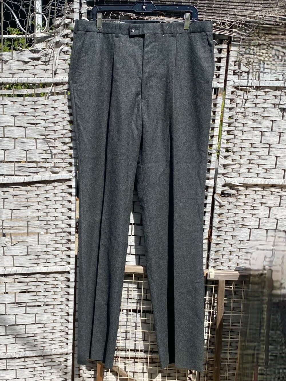 1970s Yves Saint Laurent Gray Pleated Wool Pants Trousers Vintage 38L